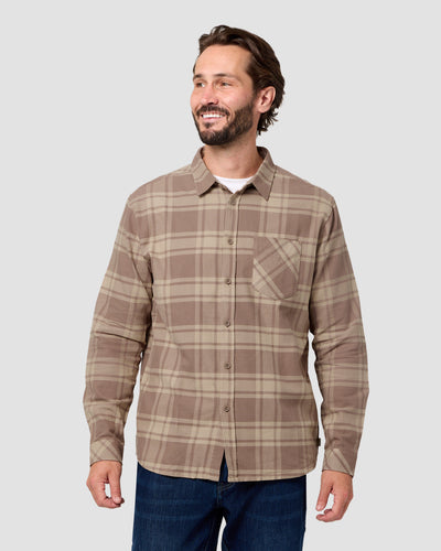 Fairbanks Flannel-Tan Two-Color Plaid-Regular-Front--Model---L