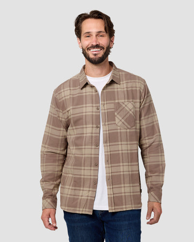 Fairbanks Flannel-Tan Two-Color Plaid-Regular-Front2--Model---L