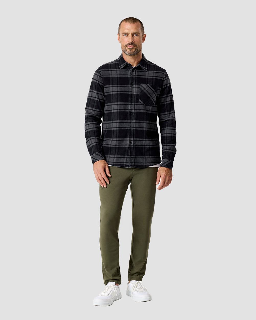 Fairbanks Flannel-Black/Dark Charcoal-Regular-Full--Model---L