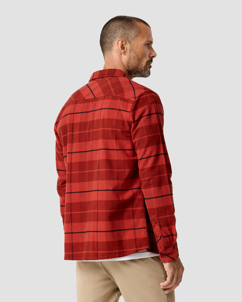 Fairbanks Flannel-Dark Red-Regular-Back--Zac---L