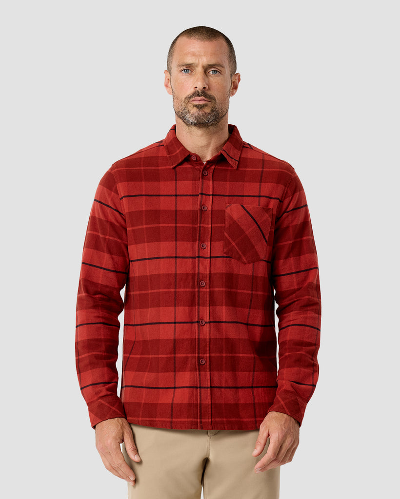 Fairbanks Flannel-Dark Red-Regular-Front--Zac---L