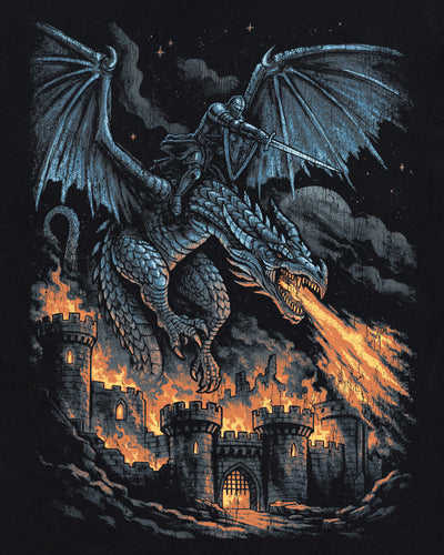 Fire Reign Tee-Black-Regular-Swatch--Model---L