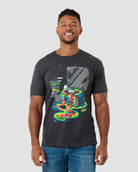 Galactic Grooves II Tee-Charcoal-Regular-Front--Model---L