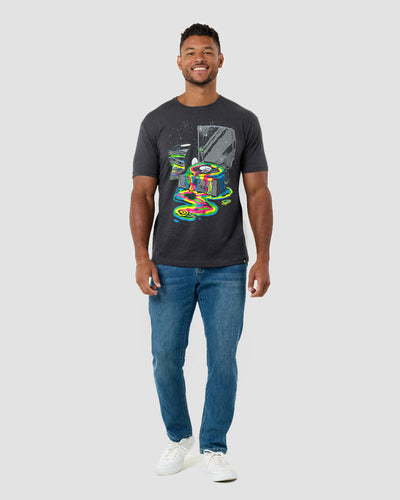 Galactic Grooves II Tee-Charcoal-Regular-Full--Model---L