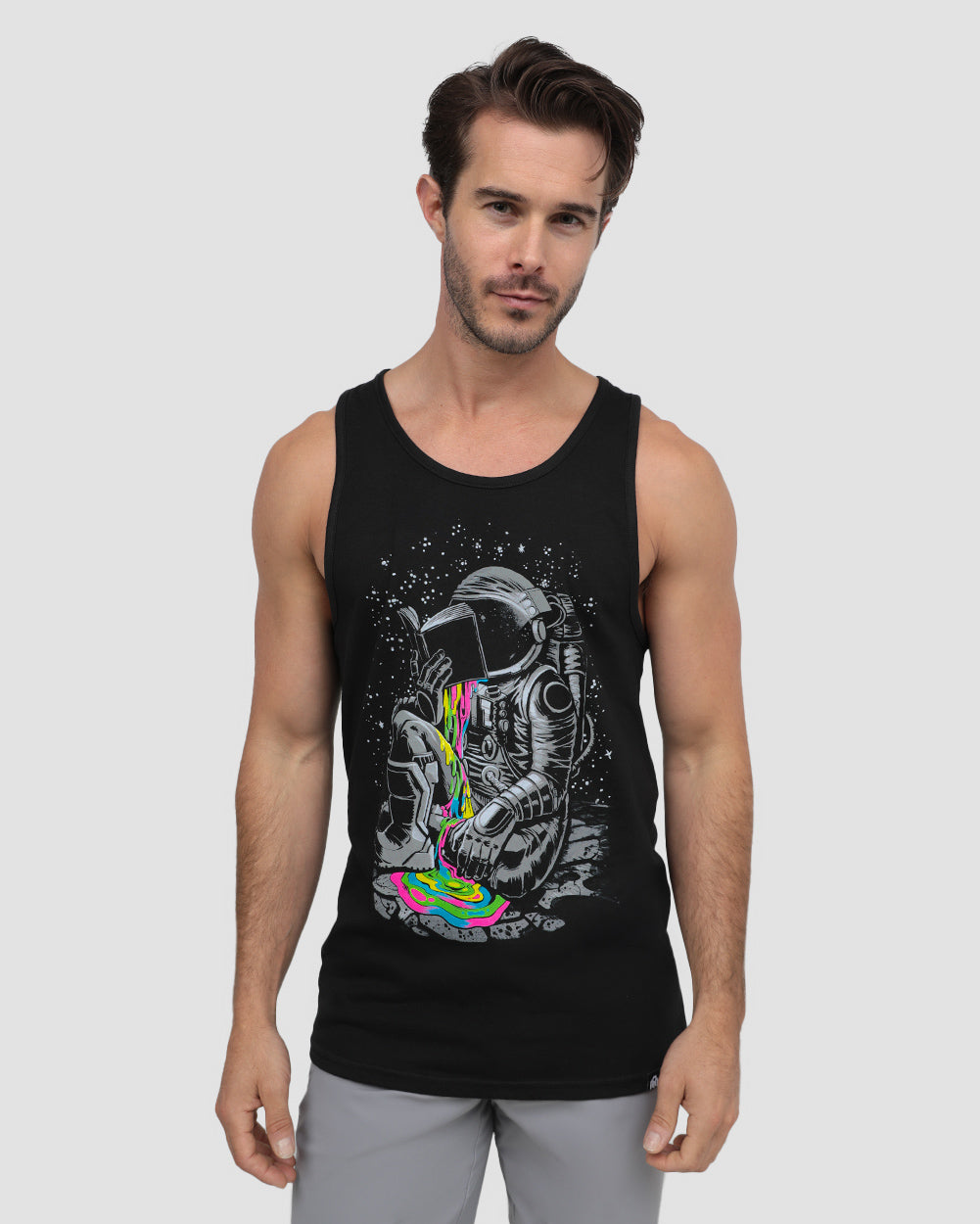 Galactic Wisdom Tank-Black-Regular-Front--Model---L