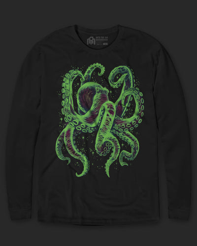 Gleaming Octo Glow-in-the-Dark Long Sleeve Tee-Black-Regular-Glow--Model---L