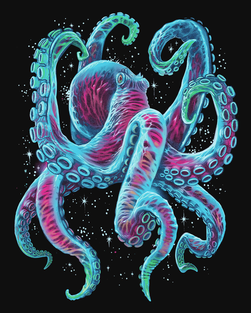 Gleaming Octo Glow-in-the-Dark Tee-Black-Regular-Swatch--Model---L