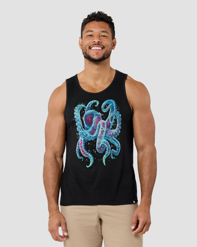 Gleaming Octo Glow-in-the-Dark Tank-Black-Regular-Front--Model---L