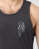 Bone Blossom Tank-Charcoal-Regular-Front--Model---L