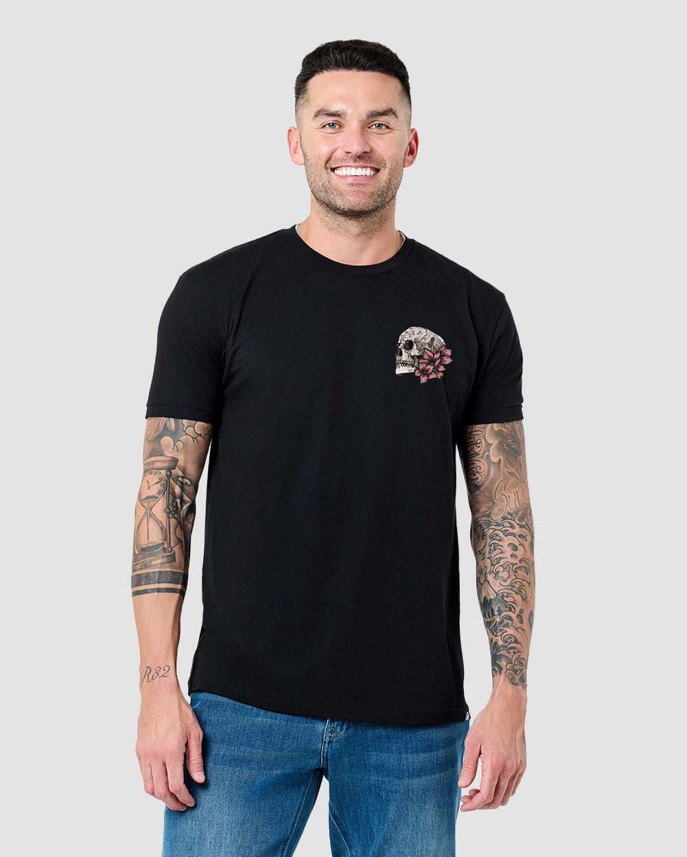 Eternal Blossom Tee - Black-Black-Regular-Front--Model---L