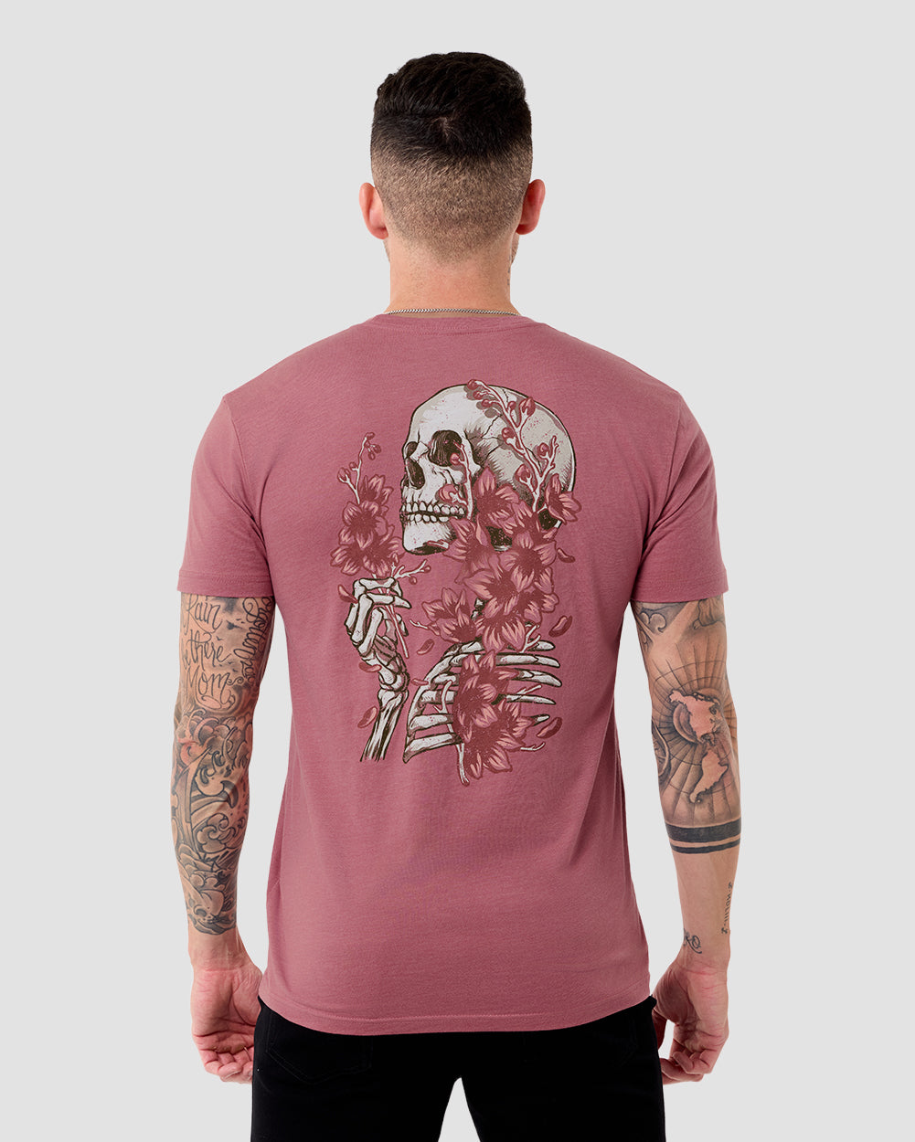 Eternal Blossom Tee-Heather Mauve-Regular-Back--Model---L