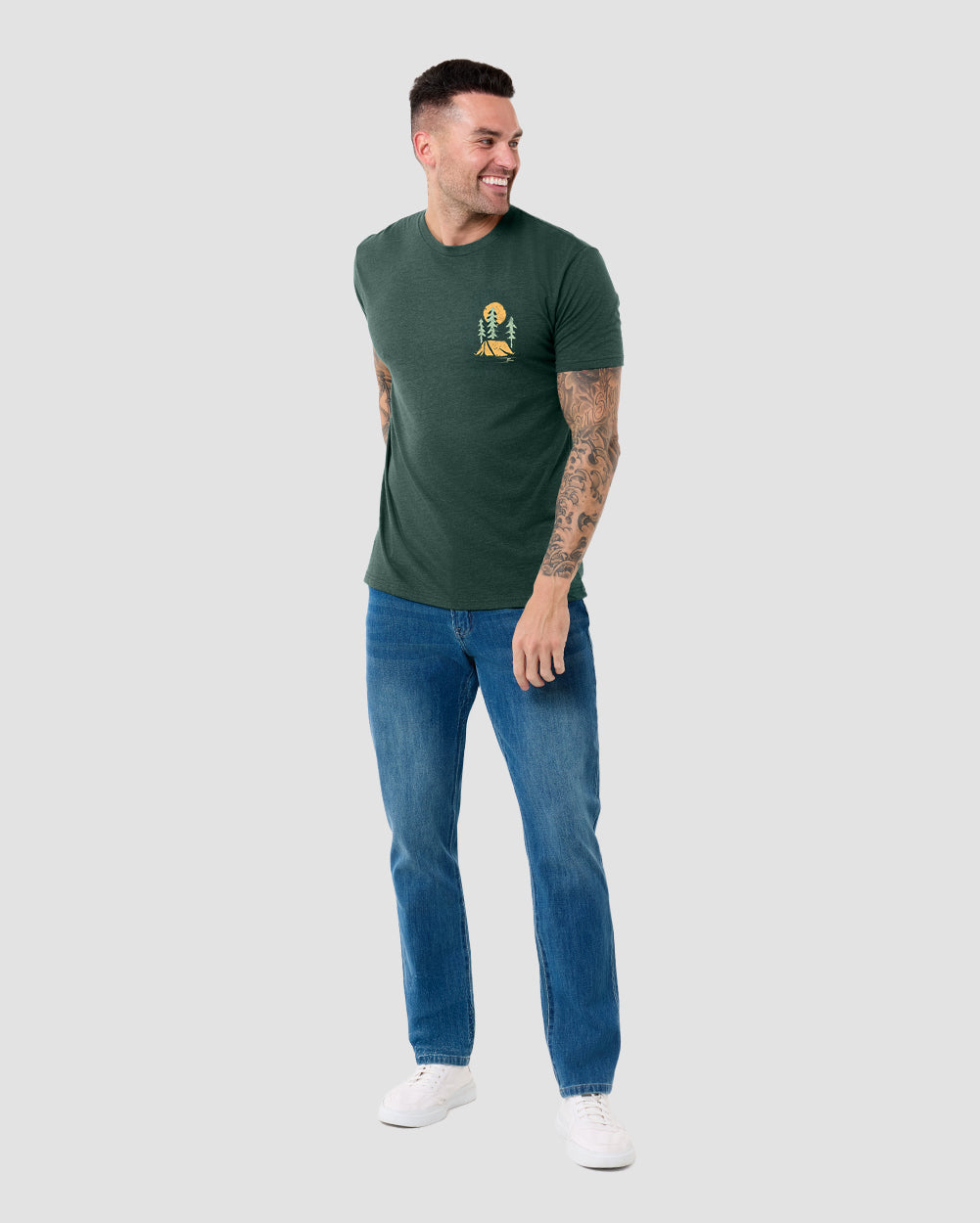 Evergreen Tee-Heather Forest Green-Regular-Full--Model---L