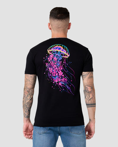 Jelly Blossom Tee-Black-Regular-Back--Model---L