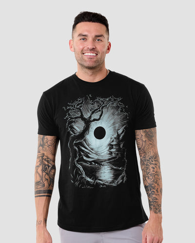 Lunar Refuge Glow-in-the-Dark Tee-Black-Regular-Front--Model---L