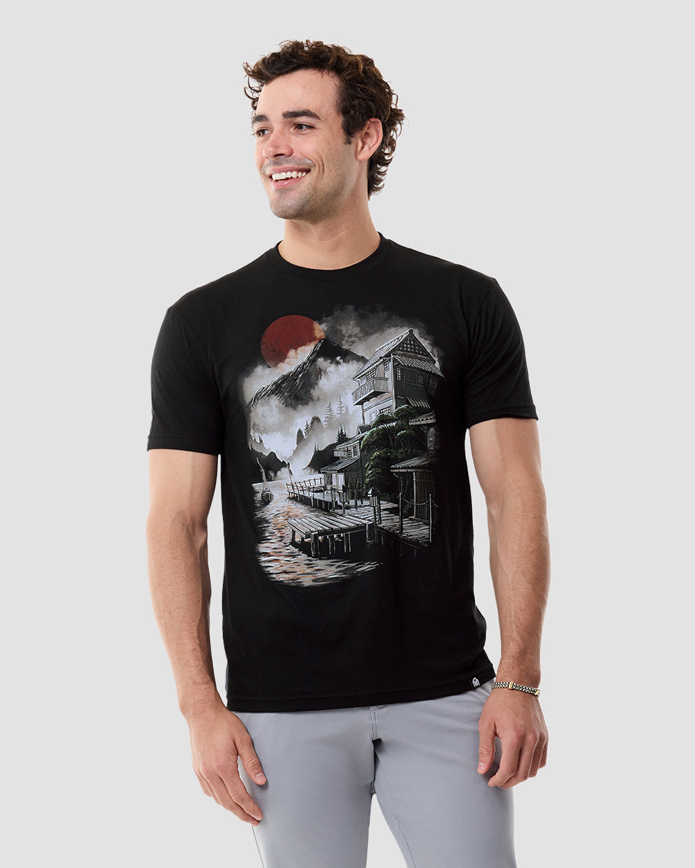 Misty Bay Tee-Black-Regular-Front--Model---L