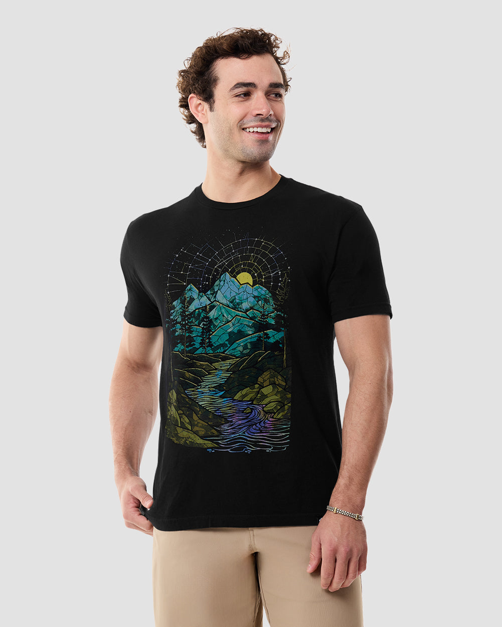 Mountain Mosaic Vintage Tee-Vintage Black-Regular-Front--Model---L
