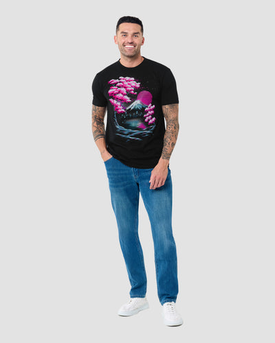 Neon Horizon Tee-Black-Regular-Full--Model---L