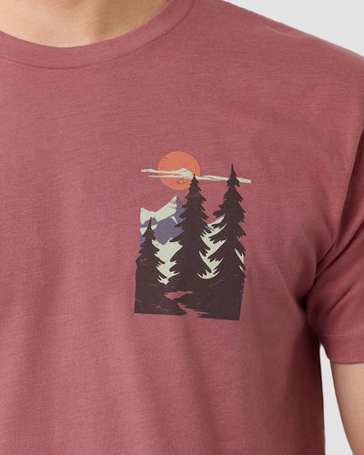 Purple Peaks II Tee-Heather Mauve-Regular-Detail--Model---L