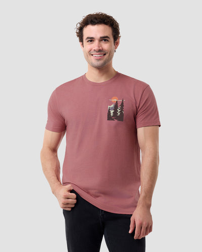 Purple Peaks II Tee-Heather Mauve-Regular-Front--Model---L