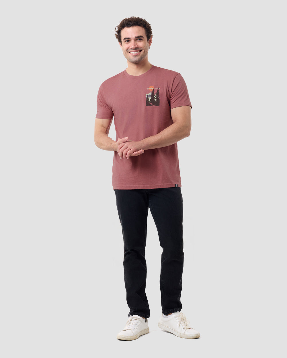 Purple Peaks II Tee-Heather Mauve-Regular-Full--Model---L