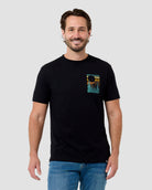 Retro Pines Tee-Black-Regular-Front--Model---L