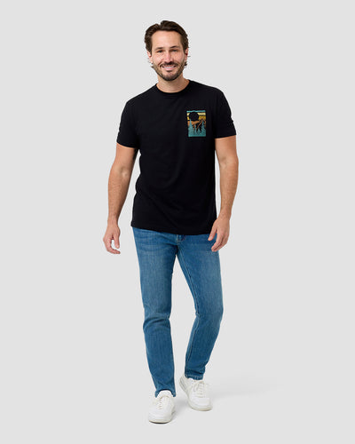 Retro Pines Tee-Black-Regular-Full--Model---L