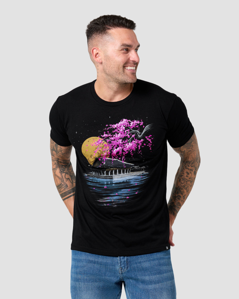 Royal Reflection Tee-Black-Regular-Front--Model---L