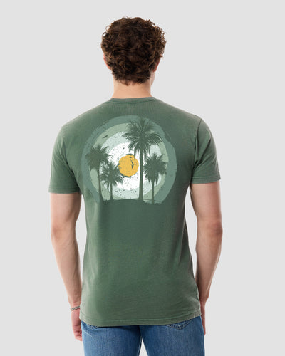 Sunlit Palms Vintage Tee-Vintage Royal Pine-Regular-Back--Model---L