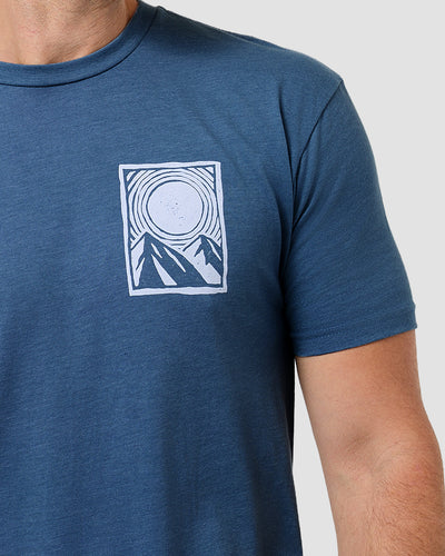Sunrise Peaks Tee-Heather Slate Blue-Regular-Detail--Model---L