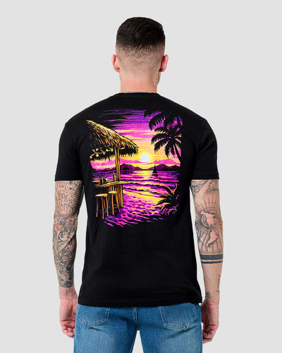Tropic Sunset Tee-Black-Regular-Back--Model---L