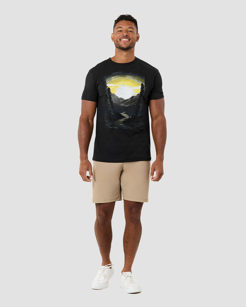 River Dawn Tee-Black-Regular-Front--Model---L