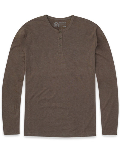 Long Sleeve Henley Tee - Non-Branded-Brown-Front