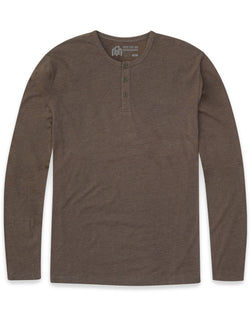 Long Sleeve Henley Tee - Non-Branded-Brown-Front