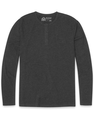 Long Sleeve Henley Tee - Non-Branded-Charcoal-Mock