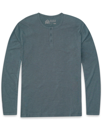 Long Sleeve Henley Tee - Non-Branded-Indigo-Front