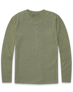 Long Sleeve Henley Tee - Non-Branded-Olive-Front