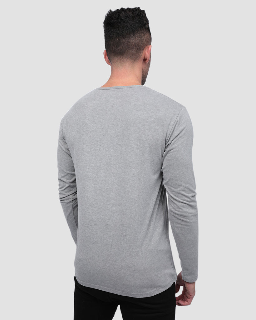 Long Sleeve Henley Tee - Non-Branded-Gray-Back--Zach---L