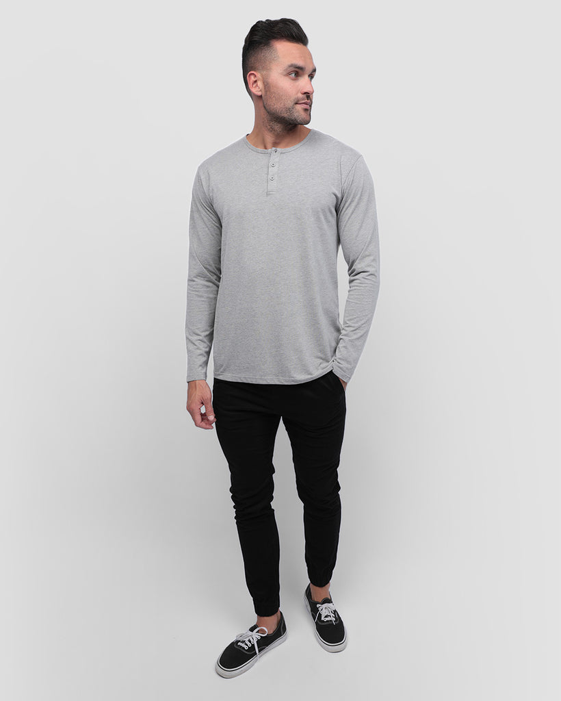 Long Sleeve Henley Tee - Non-Branded-Gray-Full--Zach---L