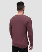 Long Sleeve Henley Tee - Non-Branded-Maroon-Regular-Back--Model---L