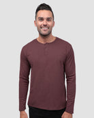 Long Sleeve Henley Tee - Non-Branded-Maroon-Regular-Front--Model---L
