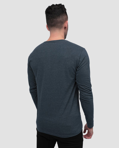 Long Sleeve Henley Tee - Non-Branded-Navy-Back--Zach---L