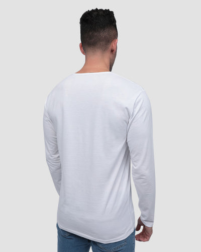 Long Sleeve Henley Tee - Non-Branded-Back-White--Zach---L