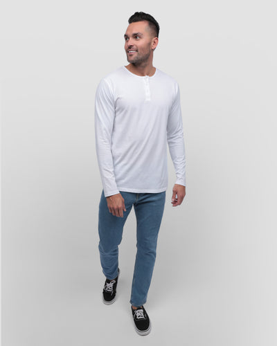 Long Sleeve Henley Tee - Non-Branded-Full-White--Zach---L