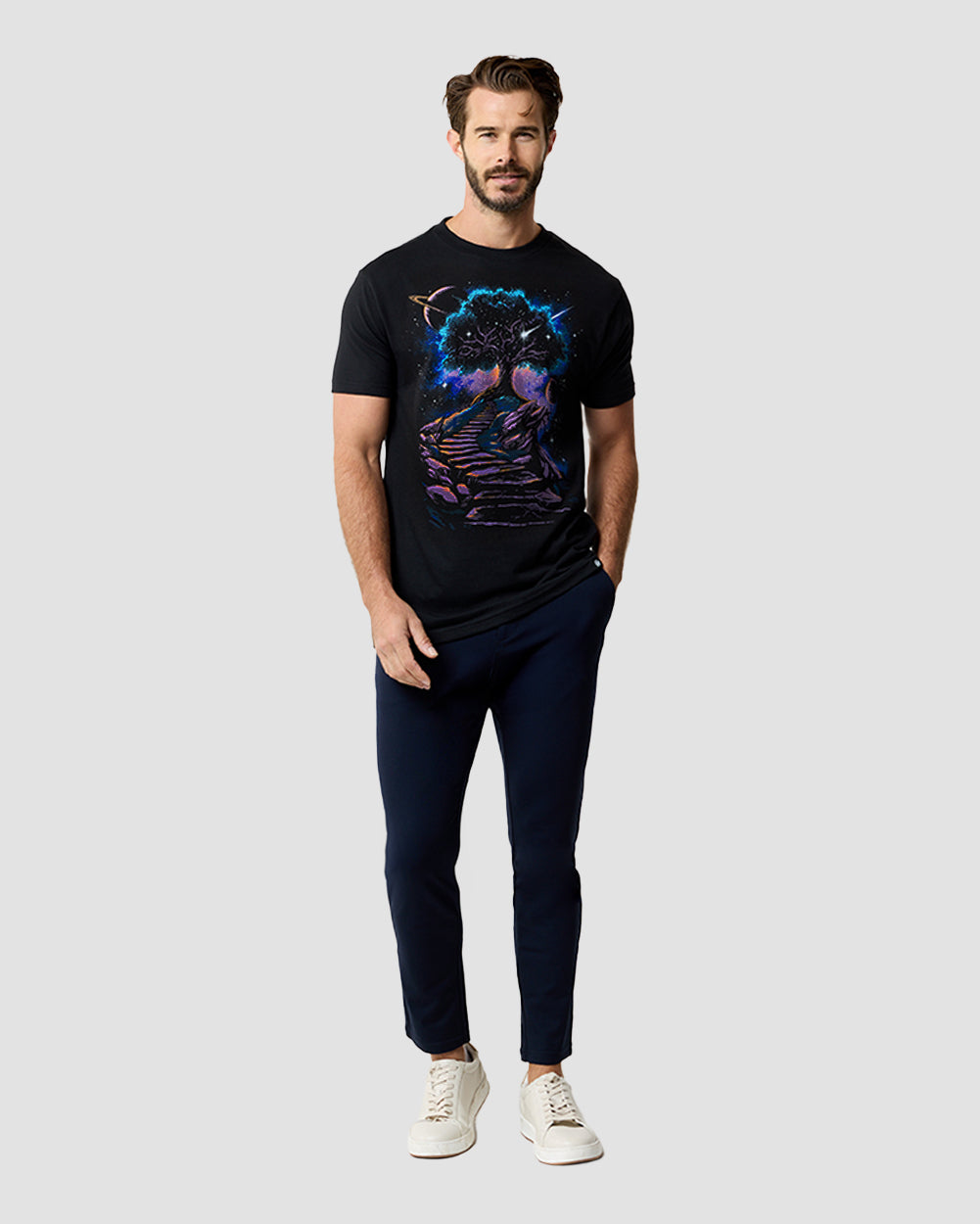 Infinity Steps Tee-Black-Regular-Full--Model---L