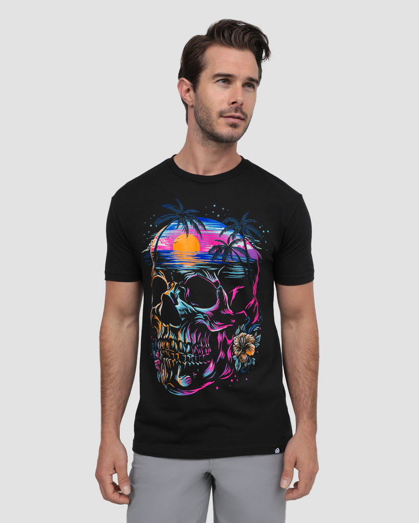 Island Skull Tee-Black-Regular-Front--Model---M