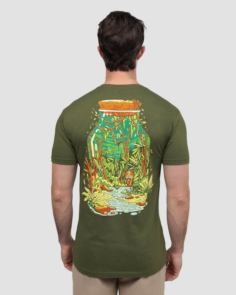 Jungle Hideout Tee-Olive Green-Regular-Back--Model---M