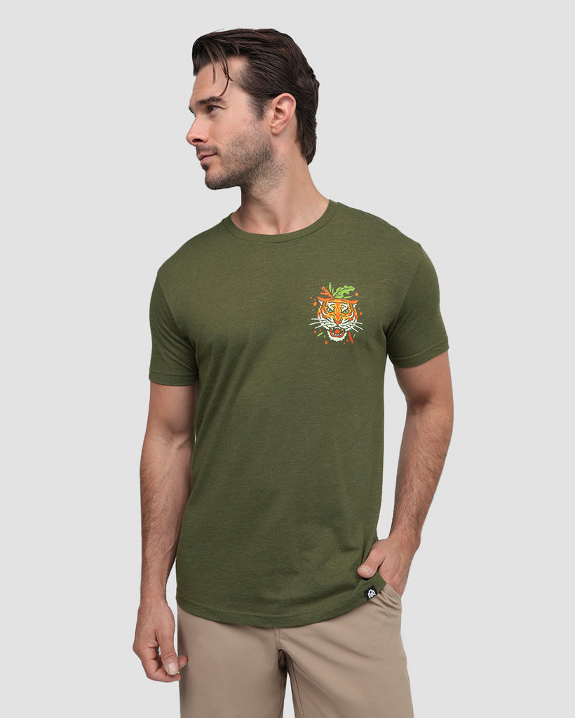 Jungle Hideout Tee-Olive Green-Regular-Front--Model---M