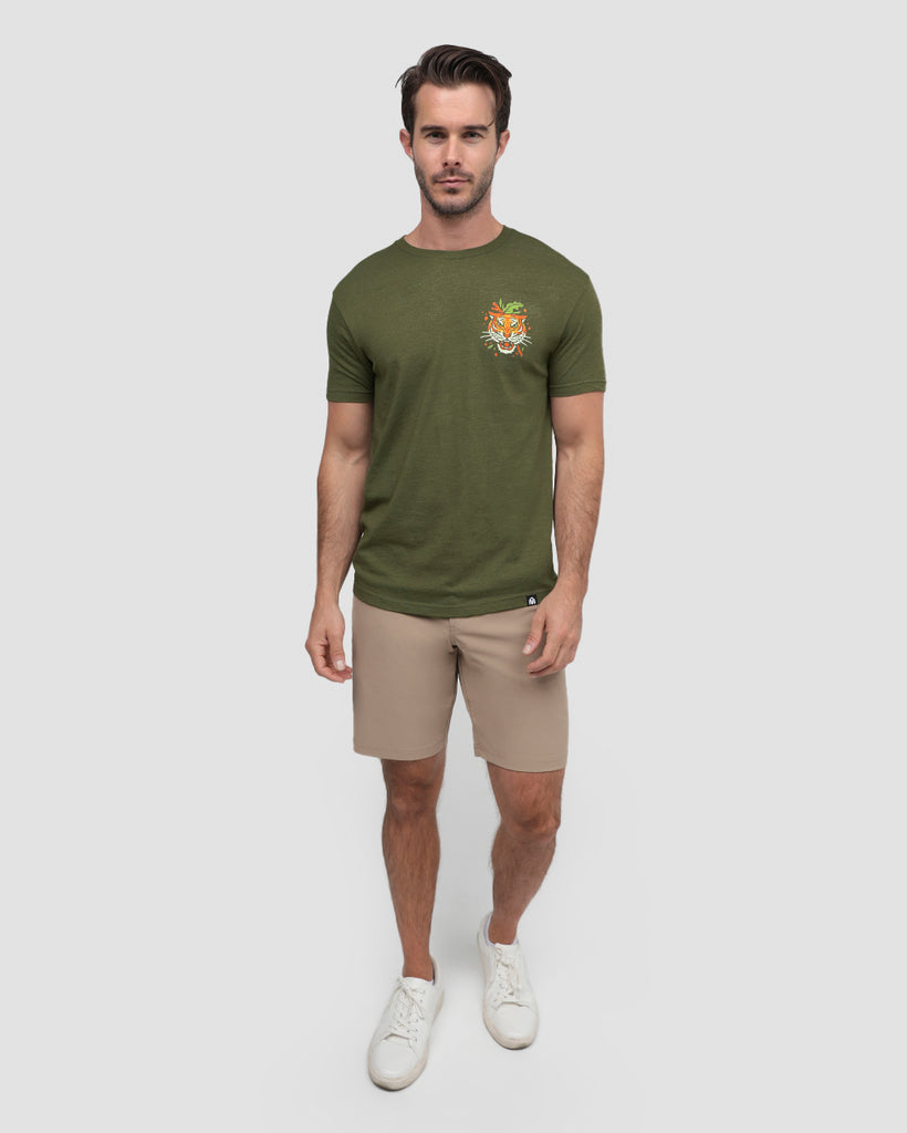 Jungle Hideout Tee-Olive Green-Regular-Full--Model---M