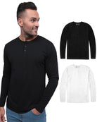 Long Sleeve Henley 2-Pack - Non-Branded-Black/White