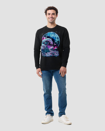 Tidal Surge Glow-in-the-Dark Long Sleeve Tee-Black-Full-Regular--Model---L